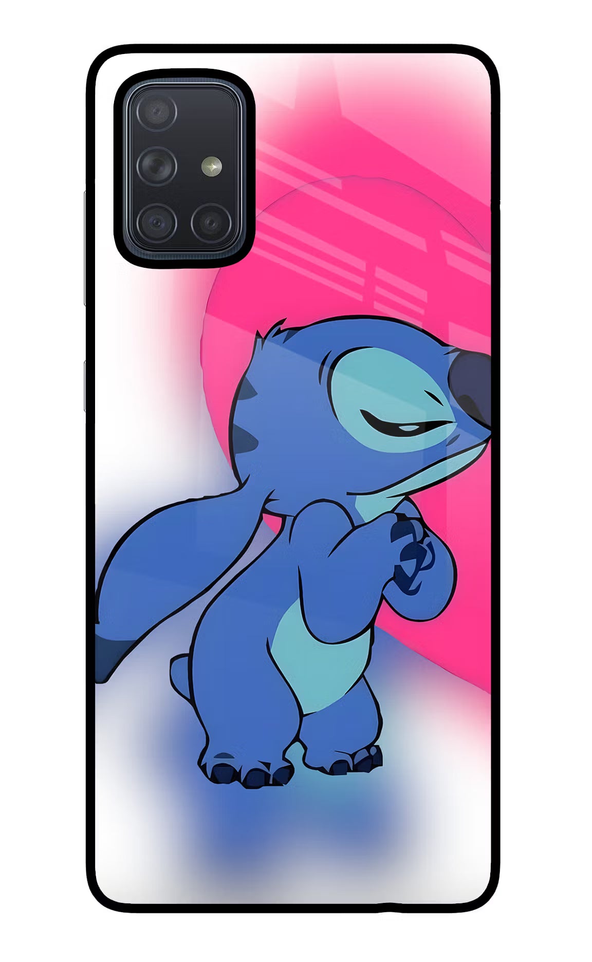 Stitch Hug Samsung A71 Glass Case