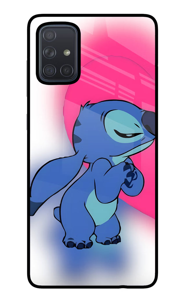 Stitch Hug Samsung A71 Glass Case Back Cover by Casekaro