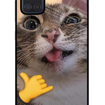 Silly Cat Call Samsung A71 Glass Case