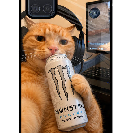 Gamer Cat Energy Samsung A71 Glass Case