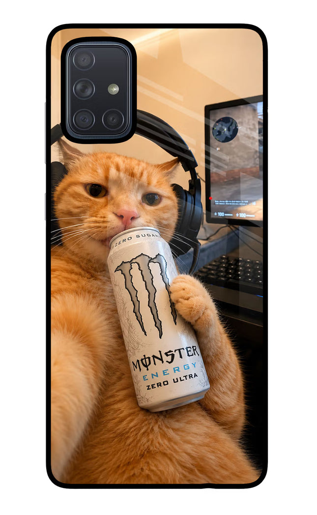 Gamer Cat Energy Samsung A71 Glass Case