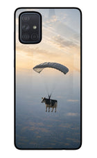 Skydiving Cow Samsung A71 Glass Case