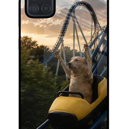 Rollercoaster Dog Samsung A71 Glass Case