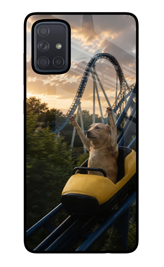 Rollercoaster Dog Samsung A71 Glass Case