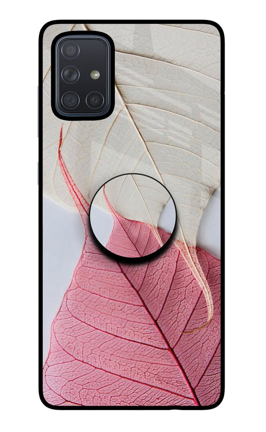 White Pink Leaf Samsung A71 Glass Case