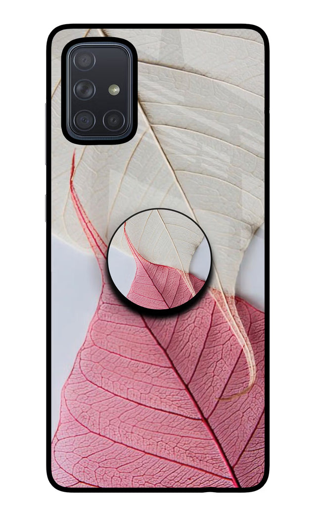 White Pink Leaf Samsung A71 Pop Case by Casekaro
