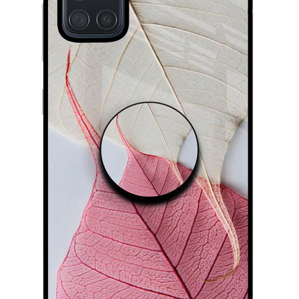 White Pink Leaf Samsung A71 Glass Case