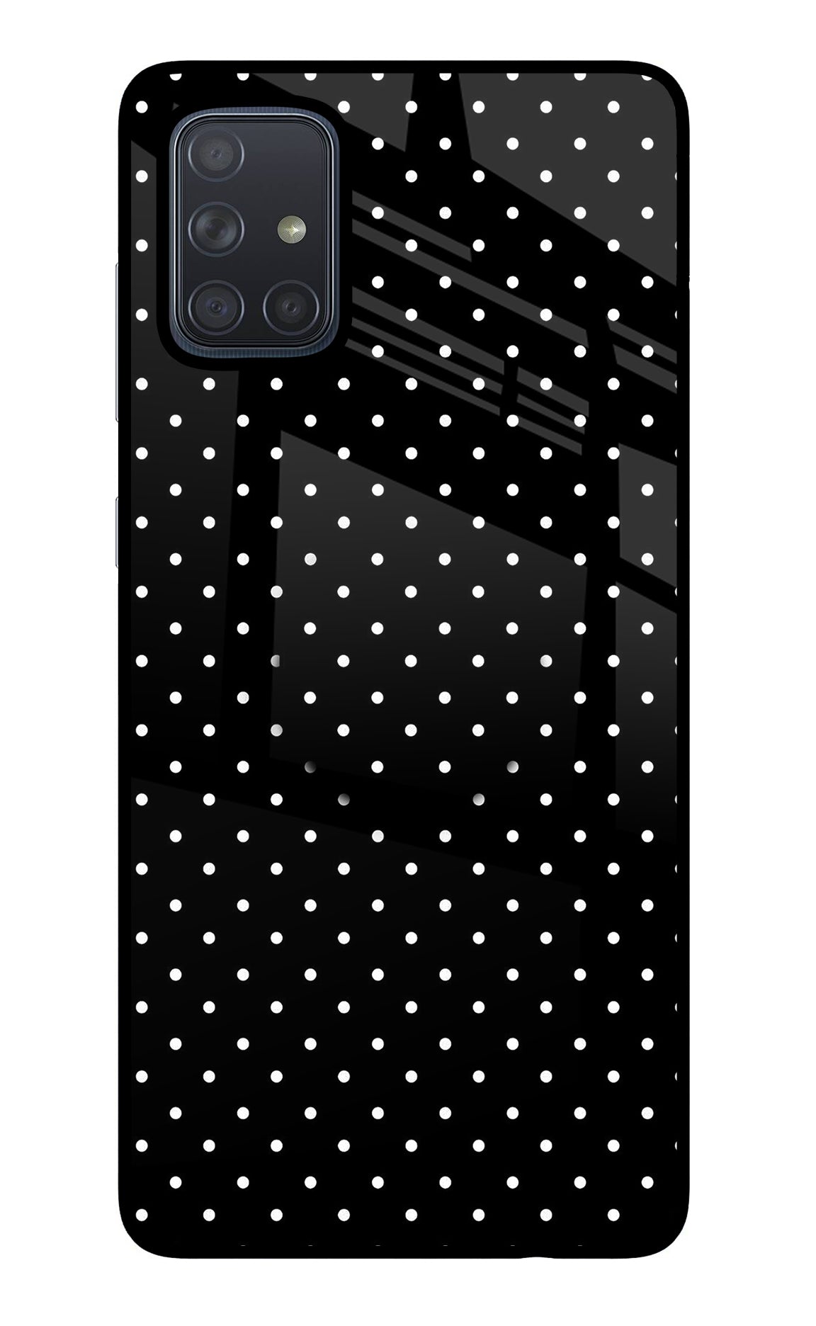 White Dots Samsung A71 Glass Case