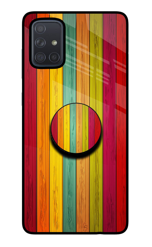 Multicolor Wooden Samsung A71 Glass Case