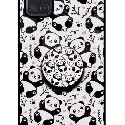 Cute Panda Samsung A71 Glass Case