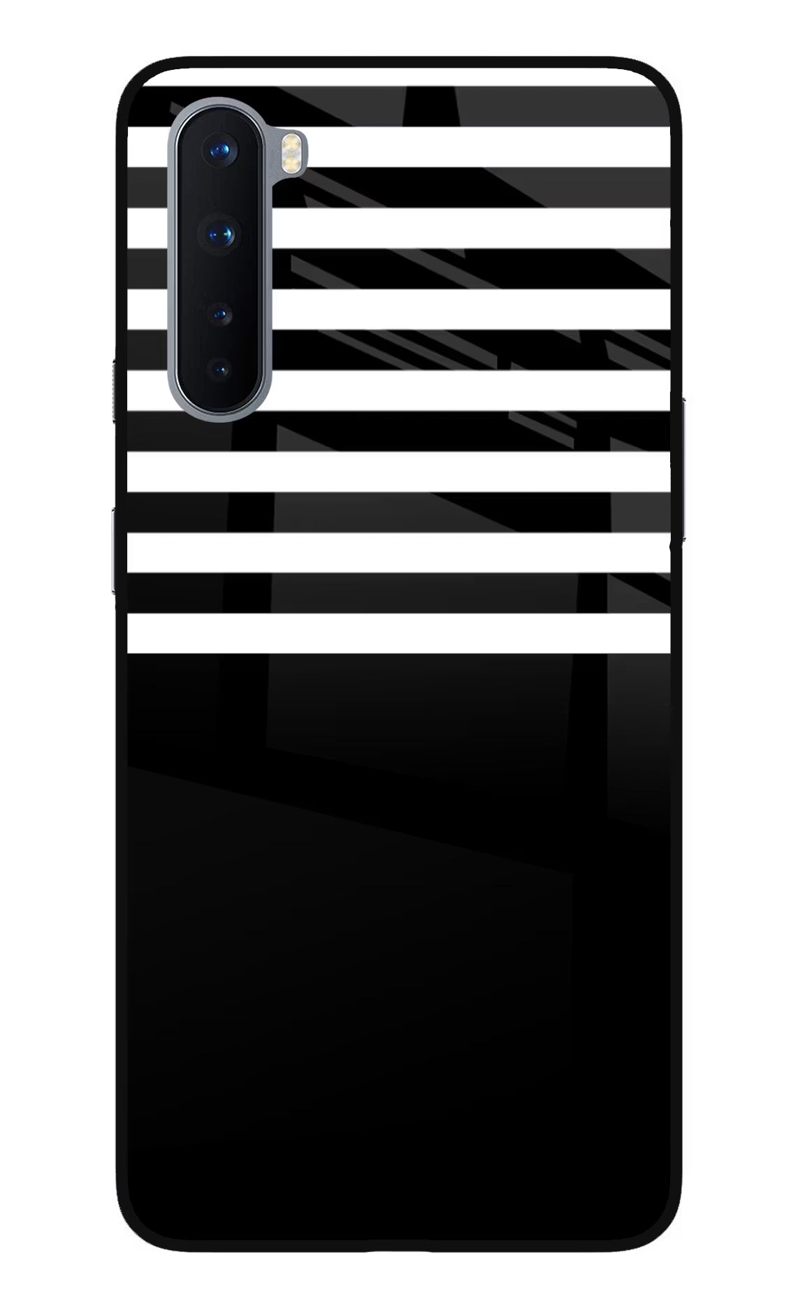 Black and White Print Oneplus Nord Glass Case Back Cover by Casekaro