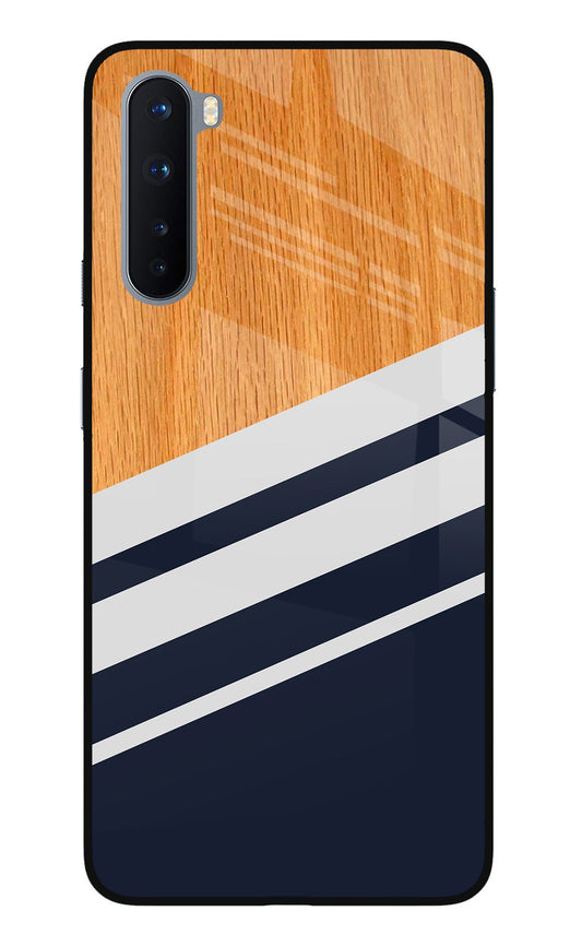 Blue and white wooden Oneplus Nord Glass Case