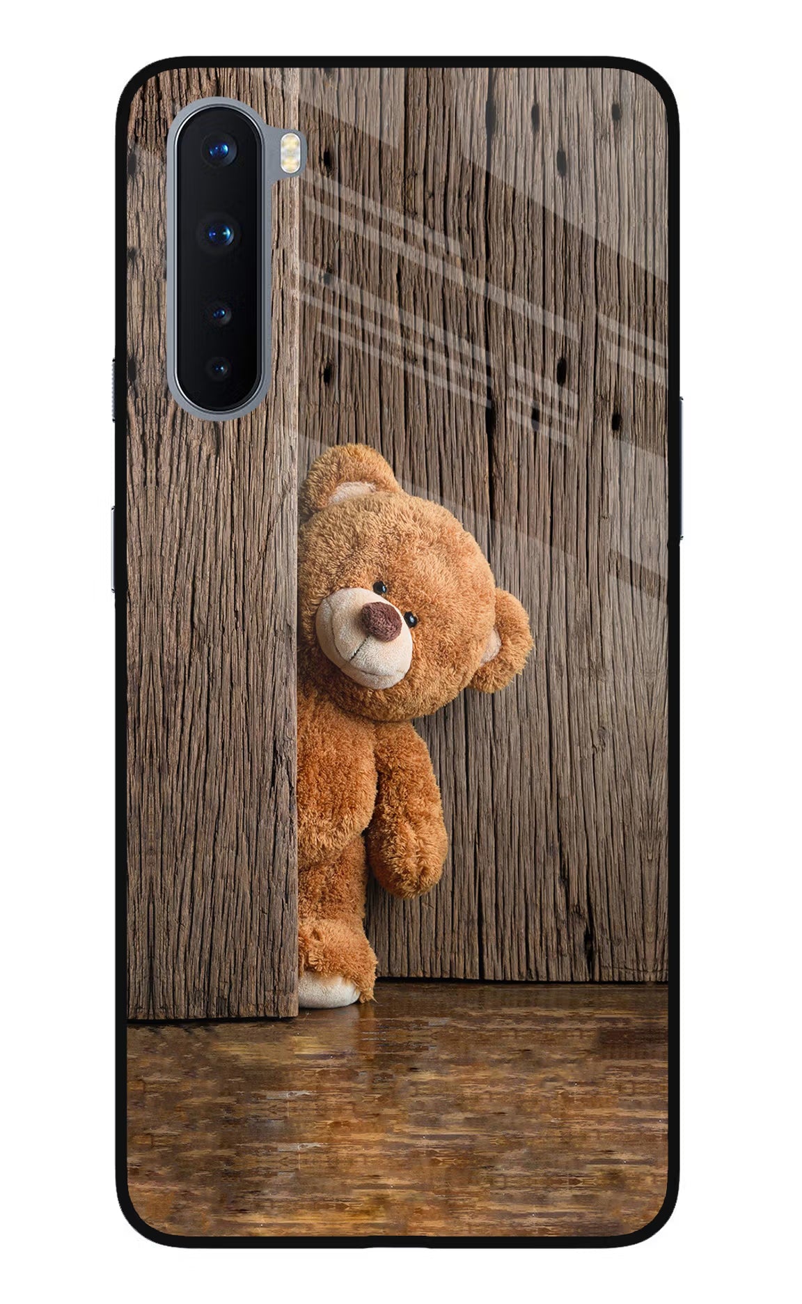 Teddy Wooden Oneplus Nord Glass Case Back Cover by Casekaro