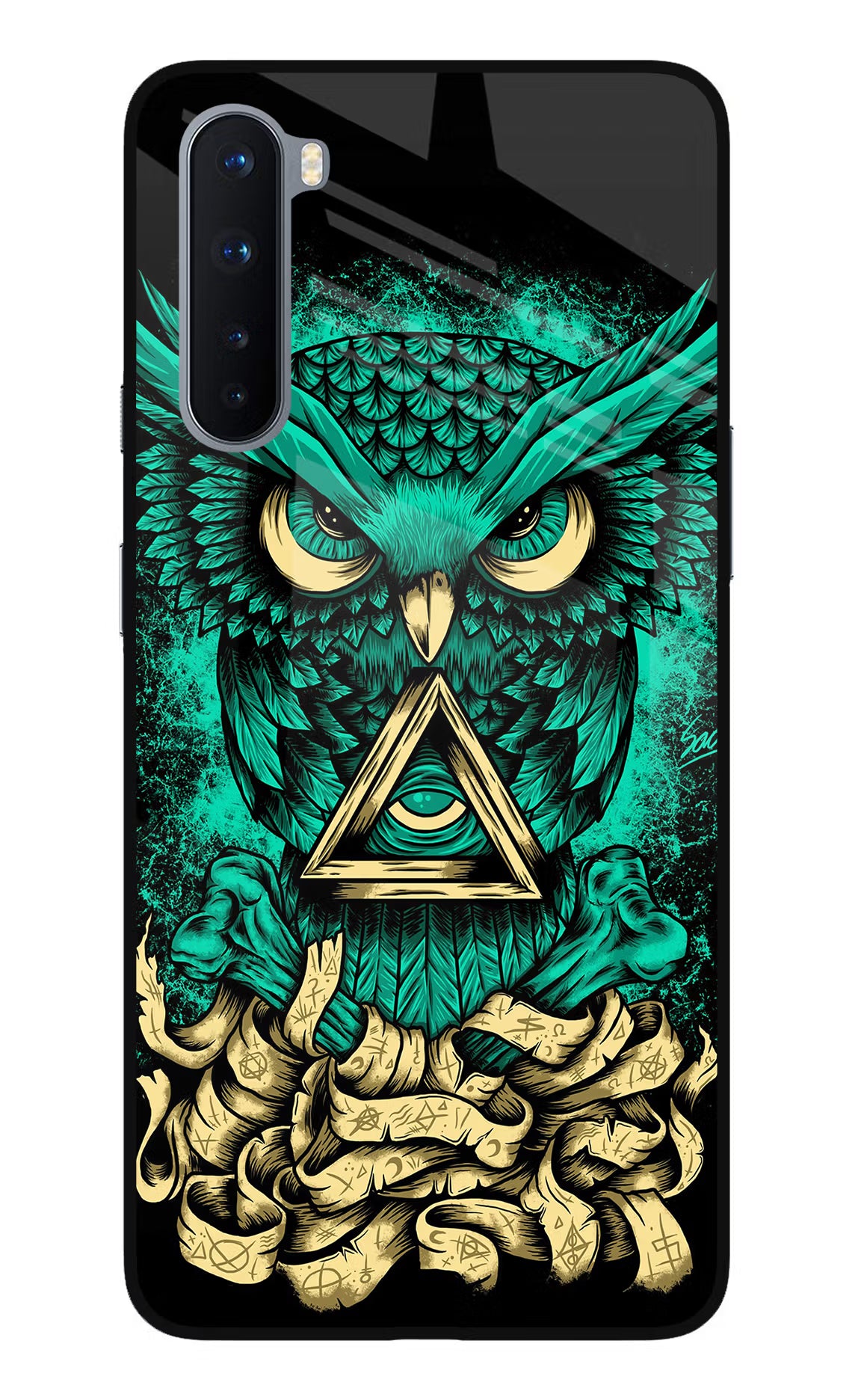 Green Owl Oneplus Nord Glass Case Back Cover by Casekaro