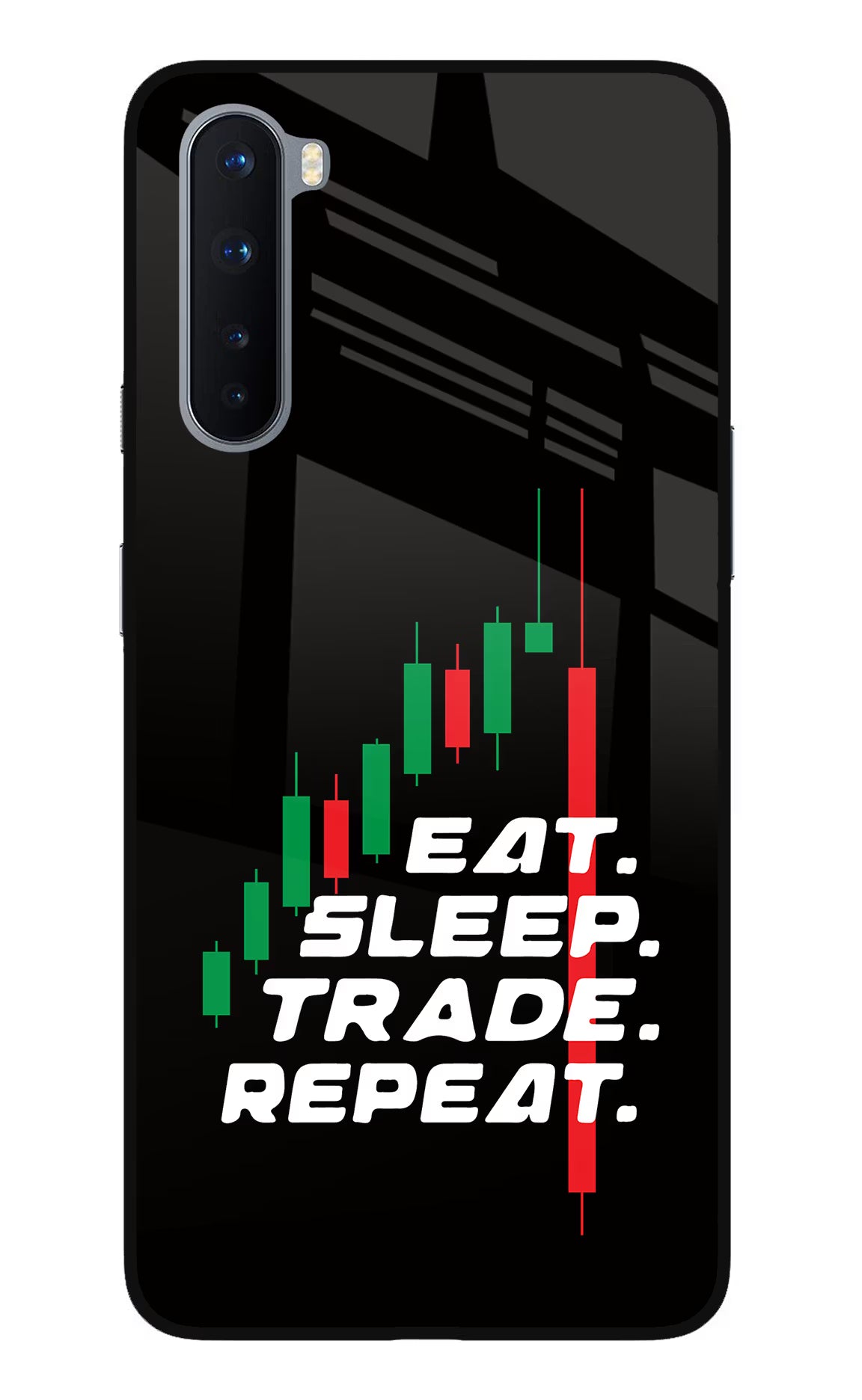 Eat Sleep Trade Repeat Oneplus Nord Glass Case Back Cover by Casekaro