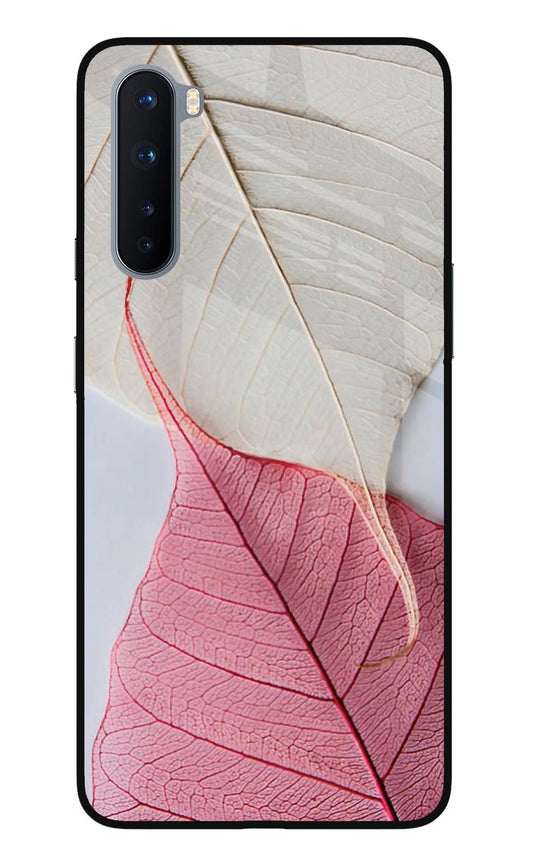 White Pink Leaf Oneplus Nord Glass Case