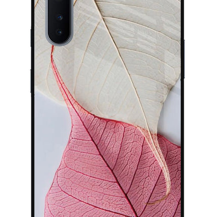 White Pink Leaf Oneplus Nord Glass Case
