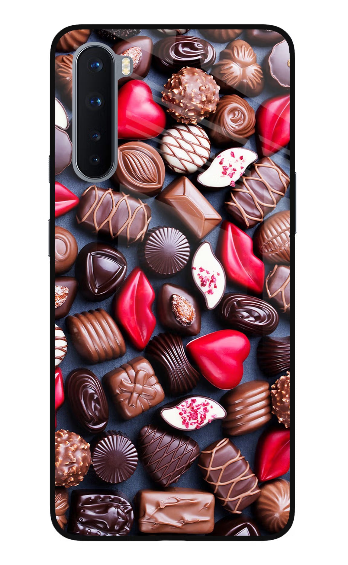 Chocolates Oneplus Nord Glass Case Back Cover by Casekaro