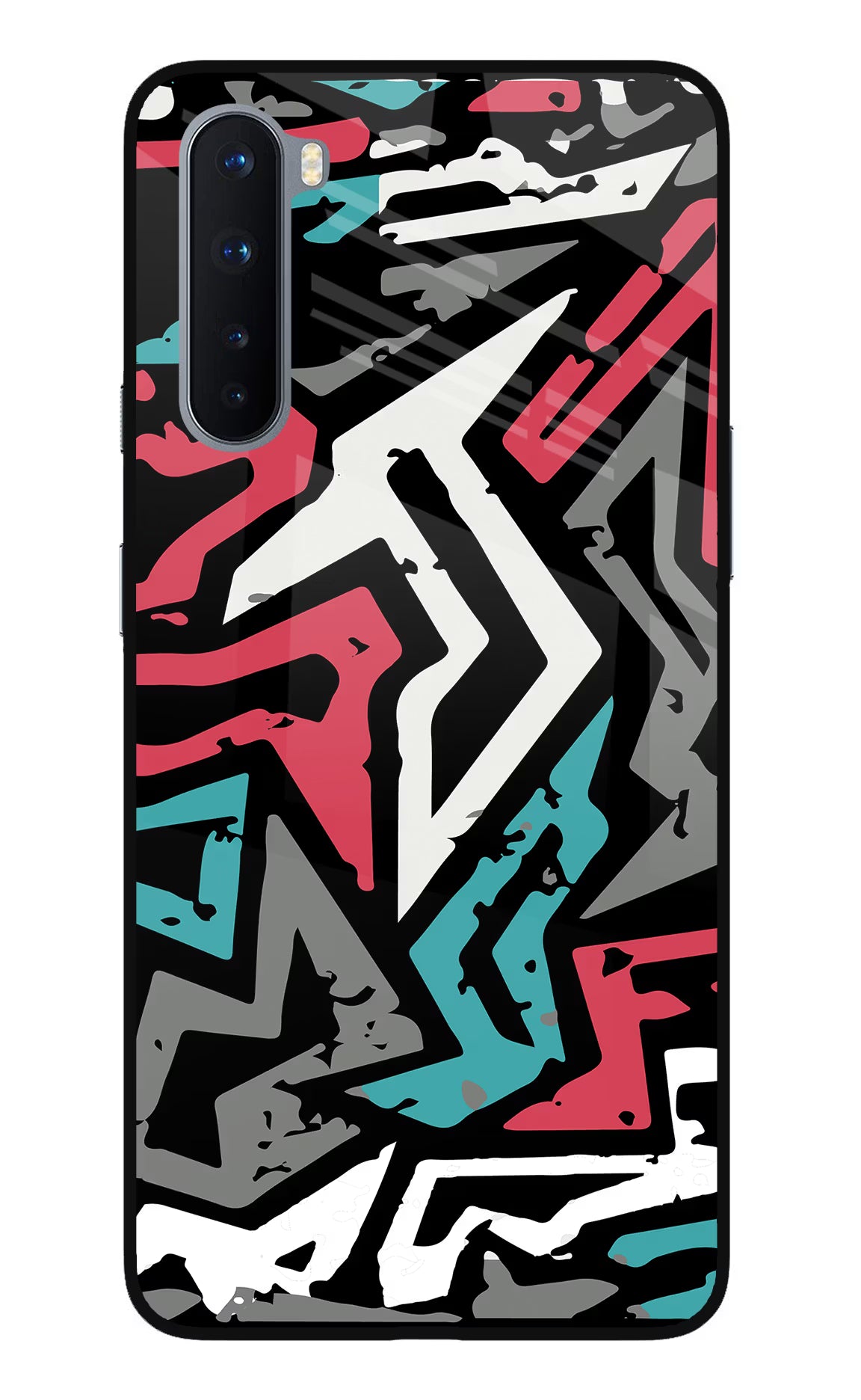 Geometric Graffiti Oneplus Nord Glass Case Back Cover by Casekaro