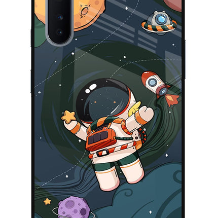 Cartoon Astronaut Oneplus Nord Glass Case Back Cover by Casekaro