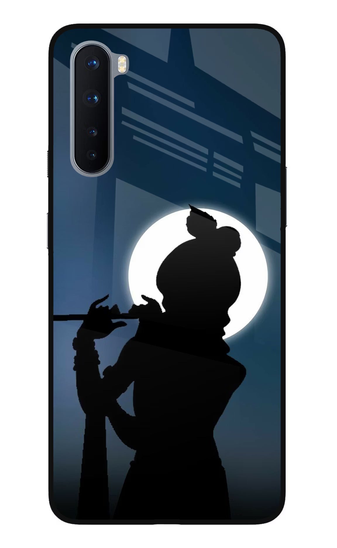 Shri Krishna Silhouette Oneplus Nord Glass Case Back Cover by Casekaro