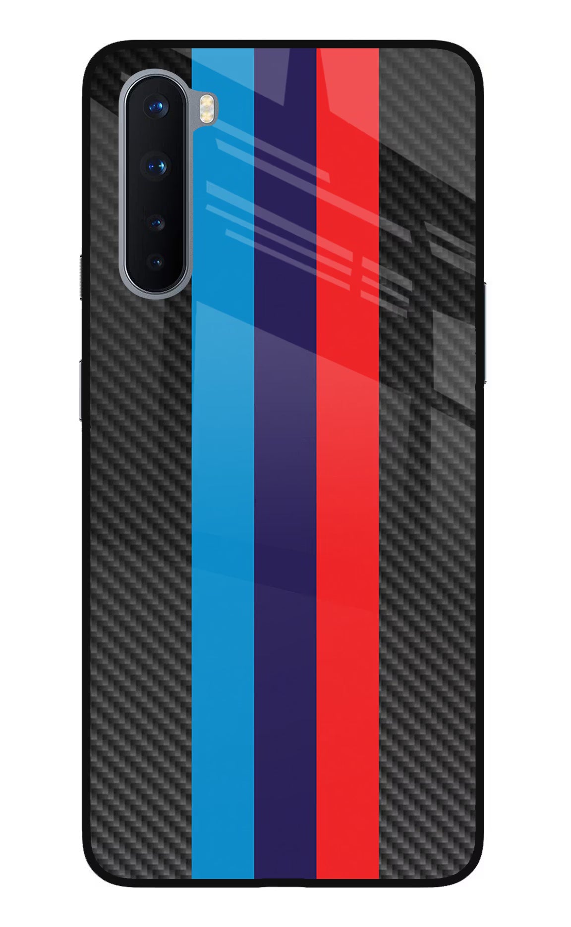 BMW Stripes Pattern Oneplus Nord Glass Case Back Cover by Casekaro