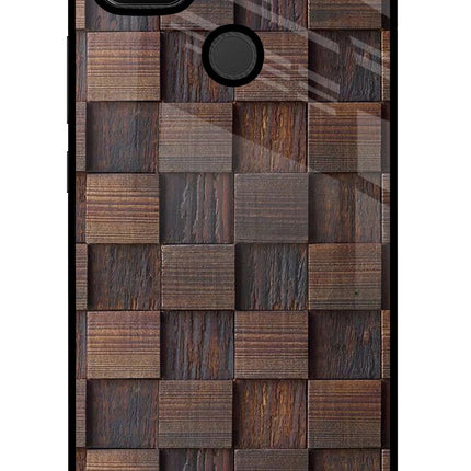 Wooden Cube Design Redmi 9 Glass Case