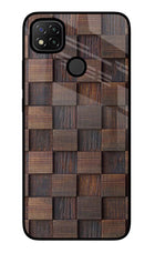 Wooden Cube Design Redmi 9 Glass Case