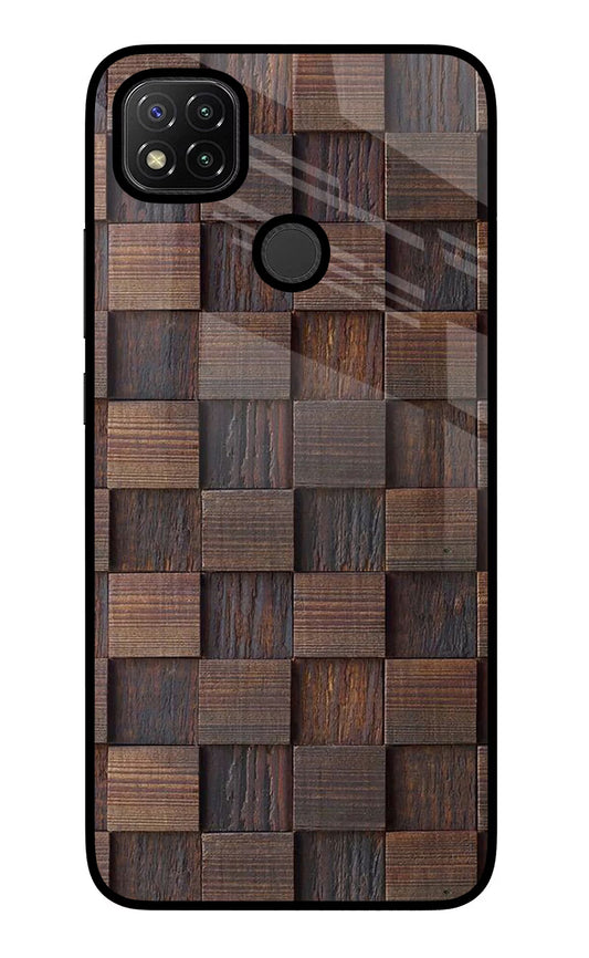 Wooden Cube Design Redmi 9 Glass Case