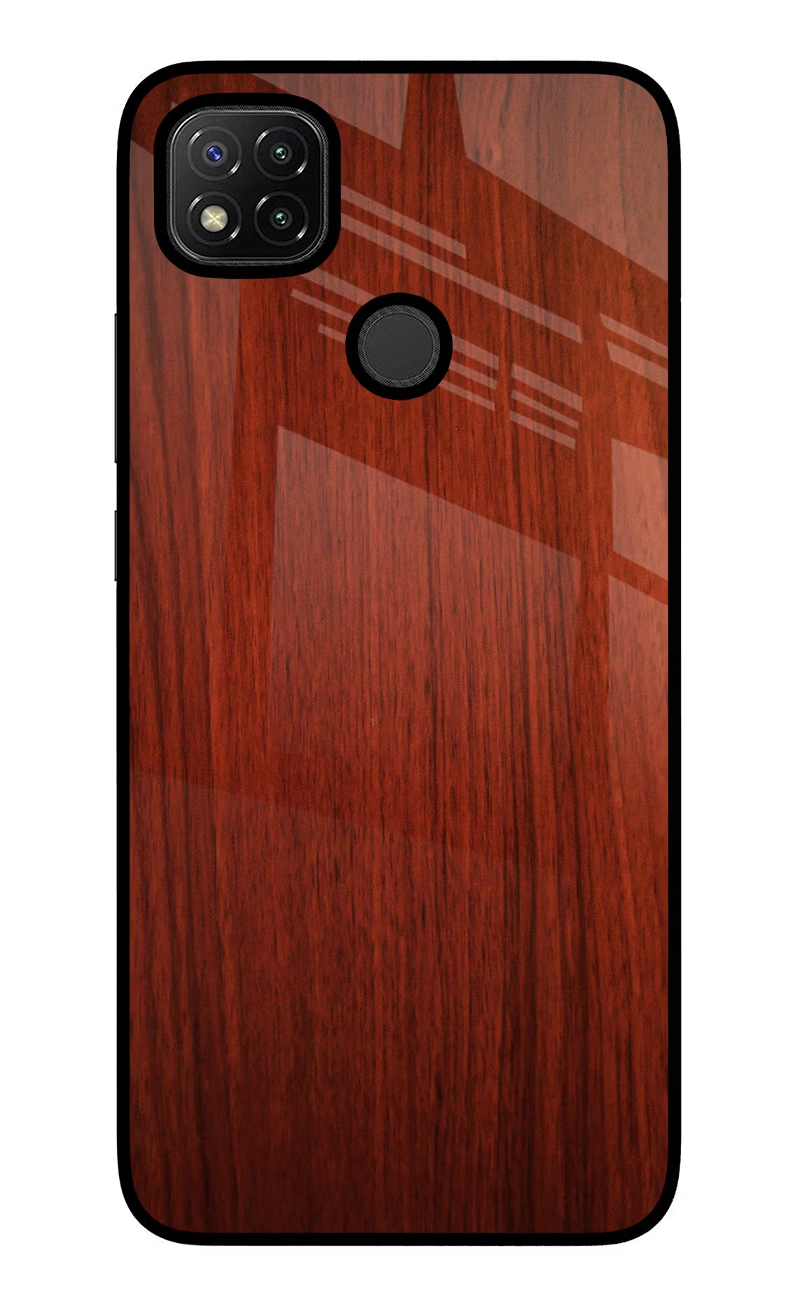 Wooden Plain Pattern Redmi 9 Glass Case Back Cover by Casekaro