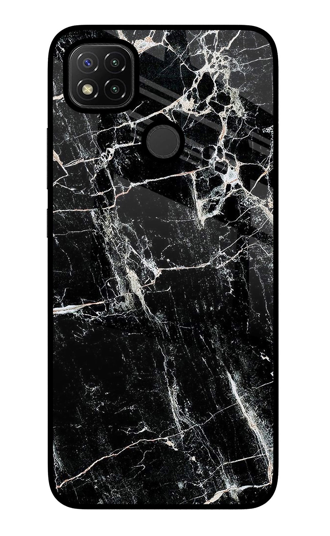 Black Marble Texture Redmi 9 Glass Case