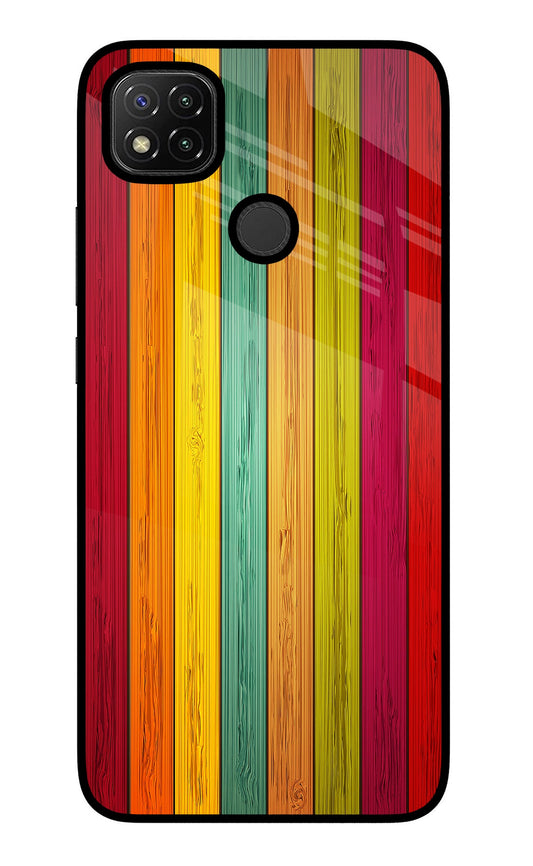 Multicolor Wooden Redmi 9 Glass Case