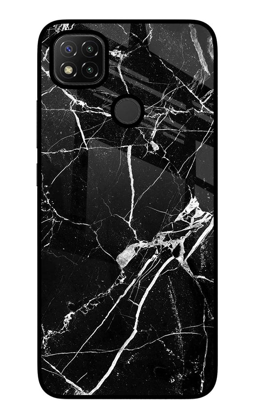 Black Marble Pattern Redmi 9 Glass Case