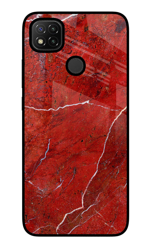 Red Marble Design Redmi 9 Glass Case