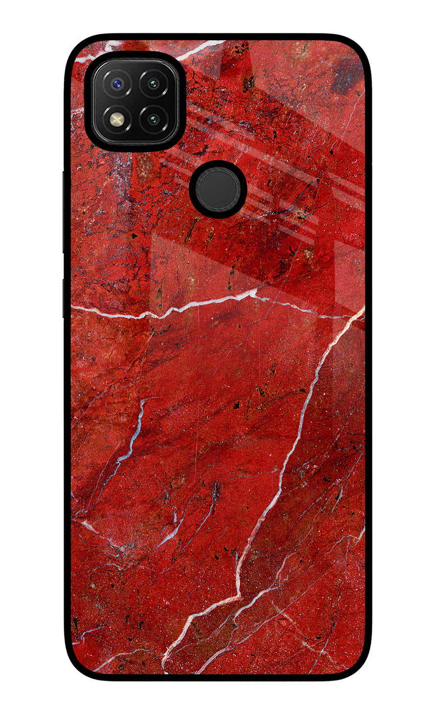 Red Marble Design Redmi 9 Back Cover, Glass case