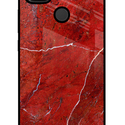 Red Marble Design Redmi 9 Glass Case