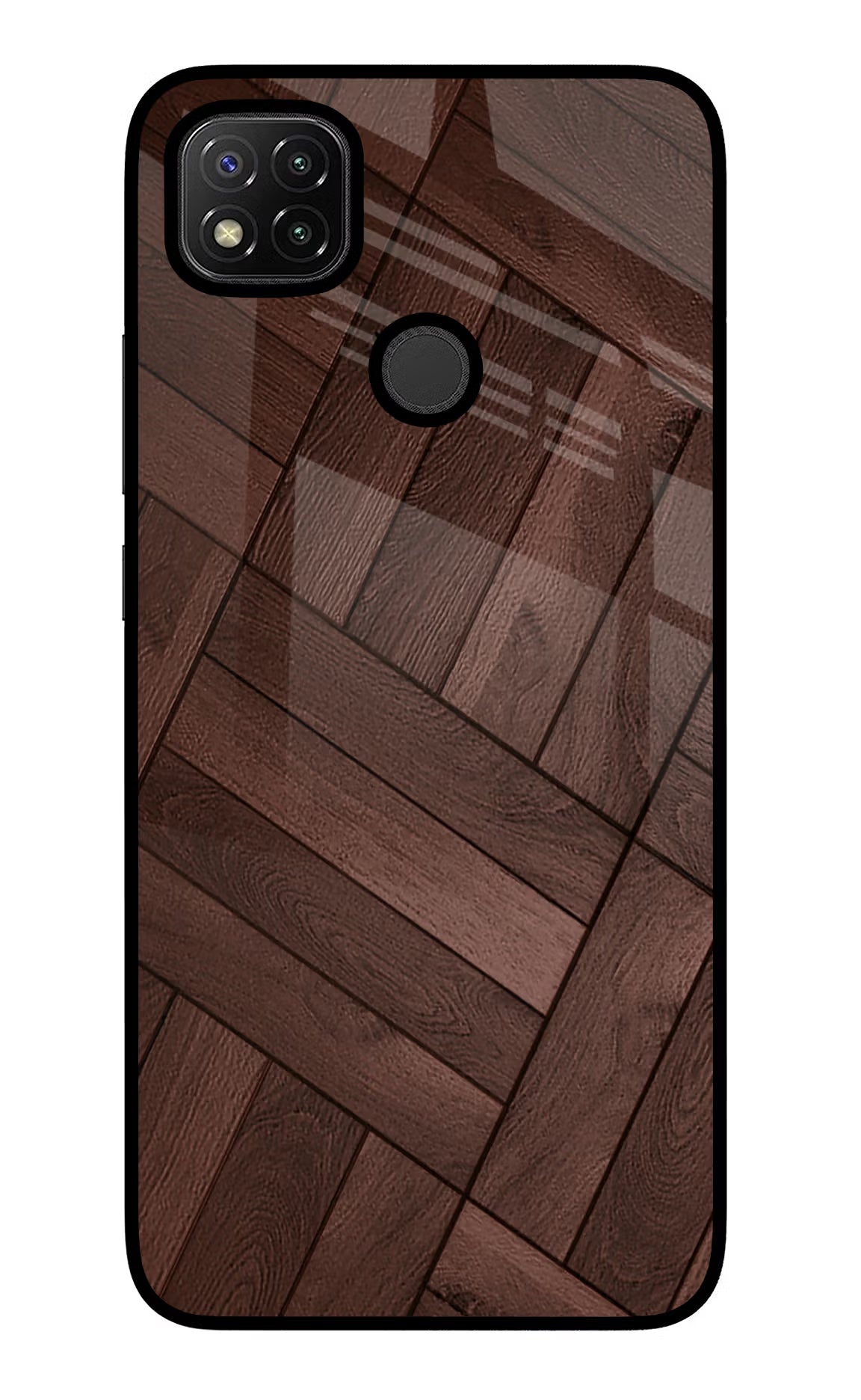 Wooden Texture Design Redmi 9 Glass Case Back Cover by Casekaro