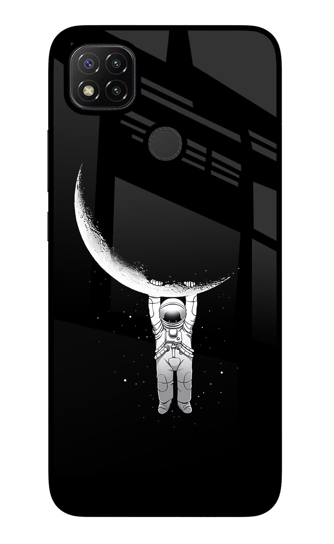 Moon Space Redmi 9 Glass Case Back Cover by Casekaro