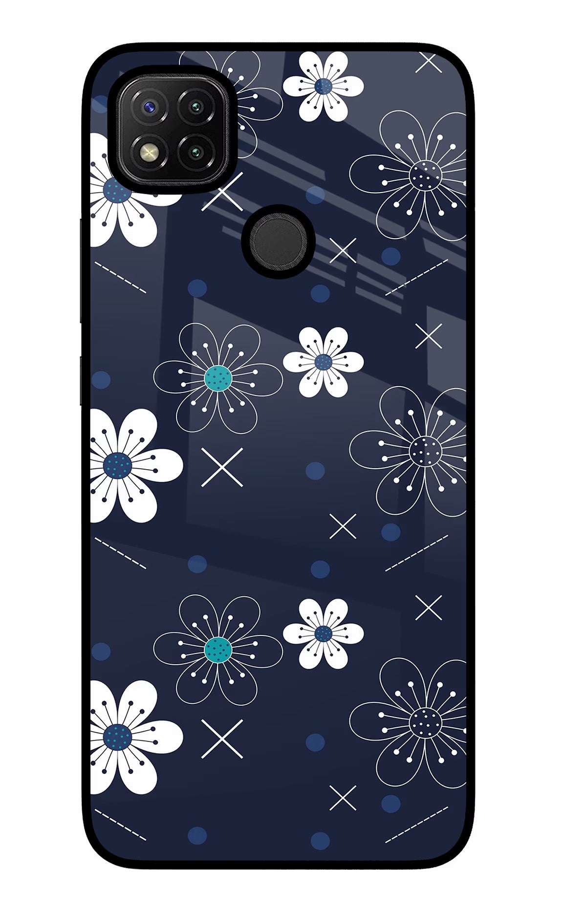 Flowers Redmi 9 Glass Case Back Cover by Casekaro