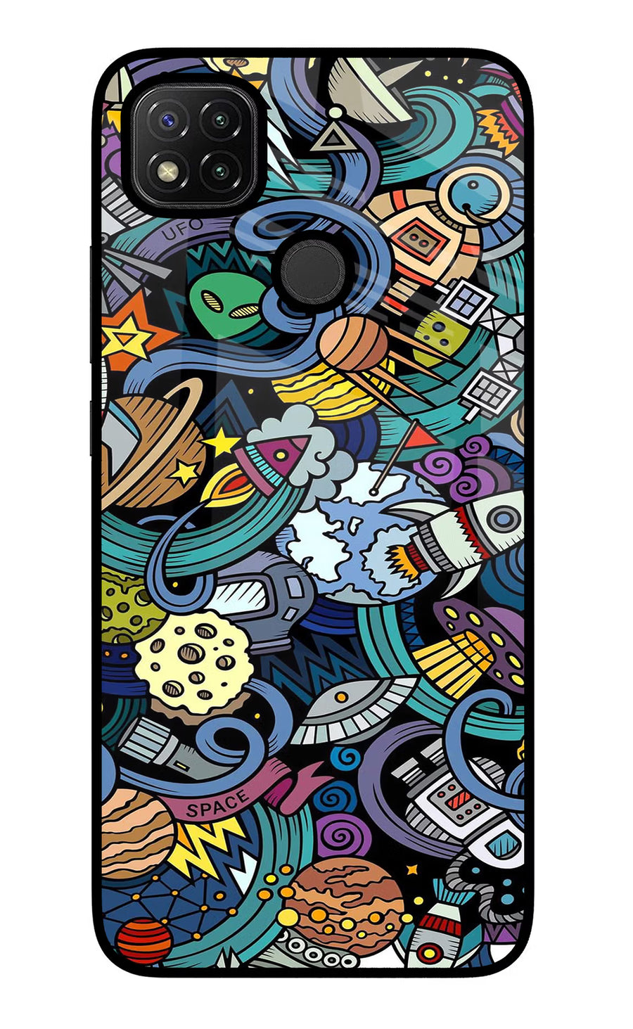 Space Abstract Redmi 9 Back Cover, Glass case