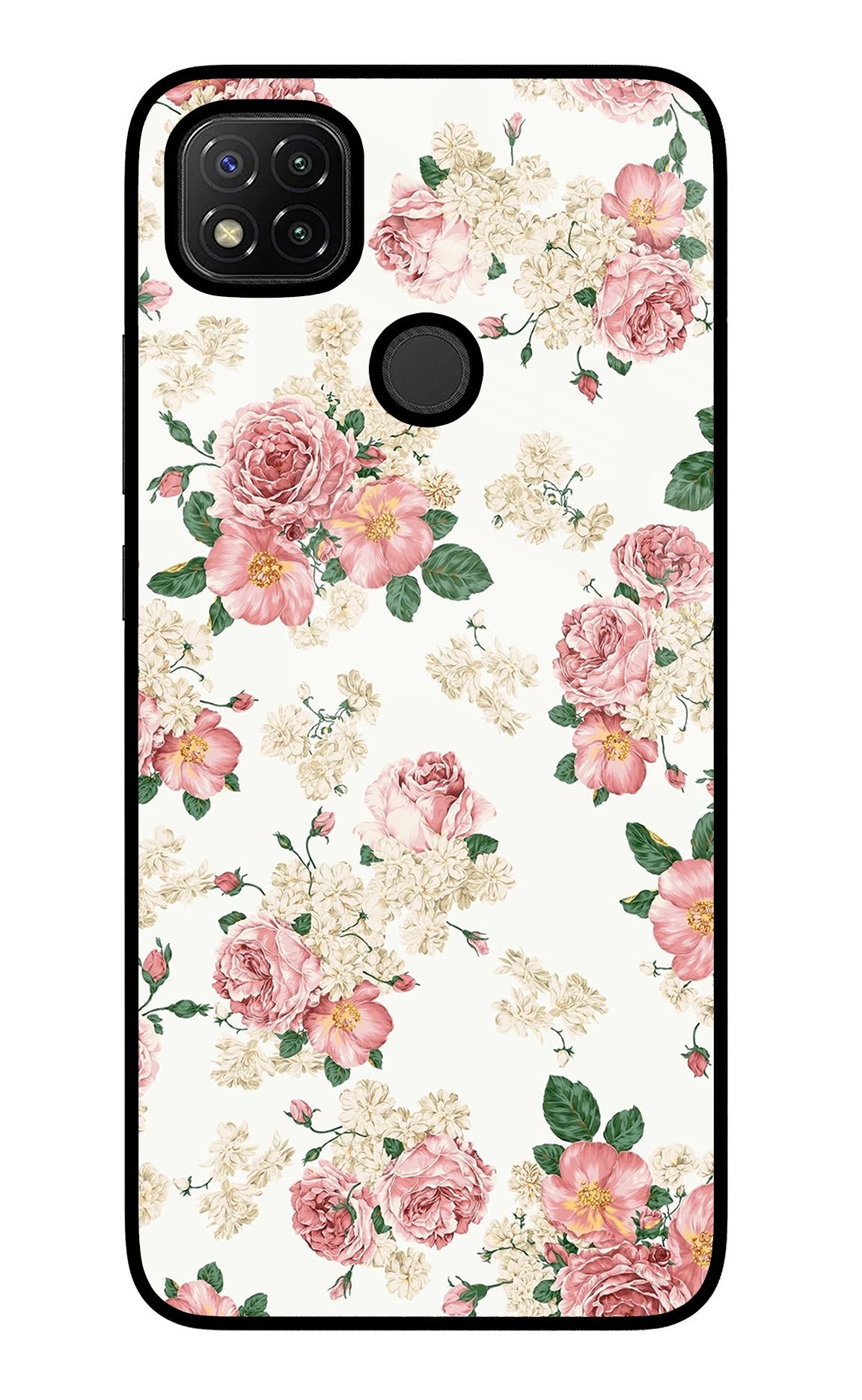 Flowers Redmi 9 Glass Case