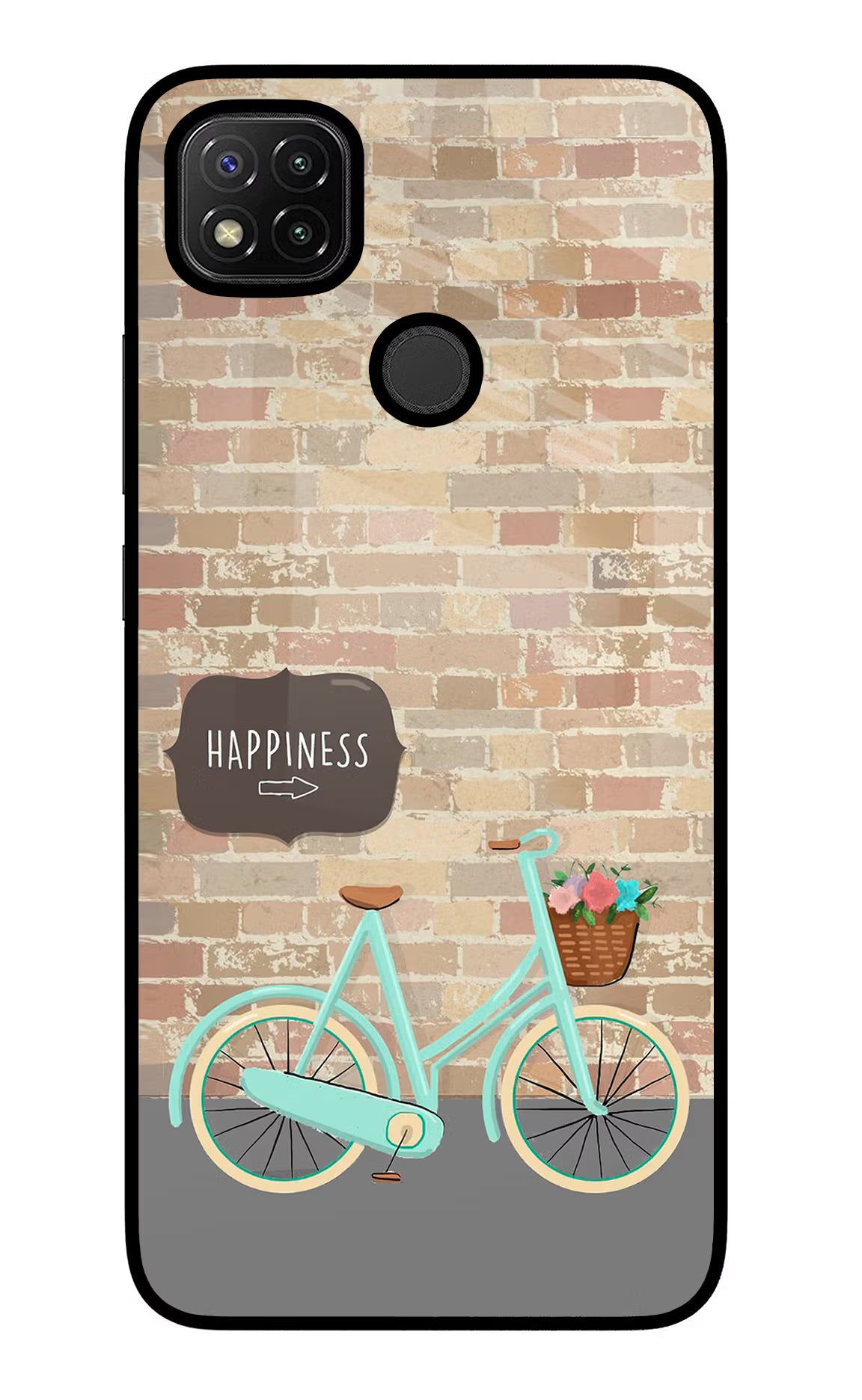Happiness Artwork Redmi 9 Glass Case Back Cover by Casekaro