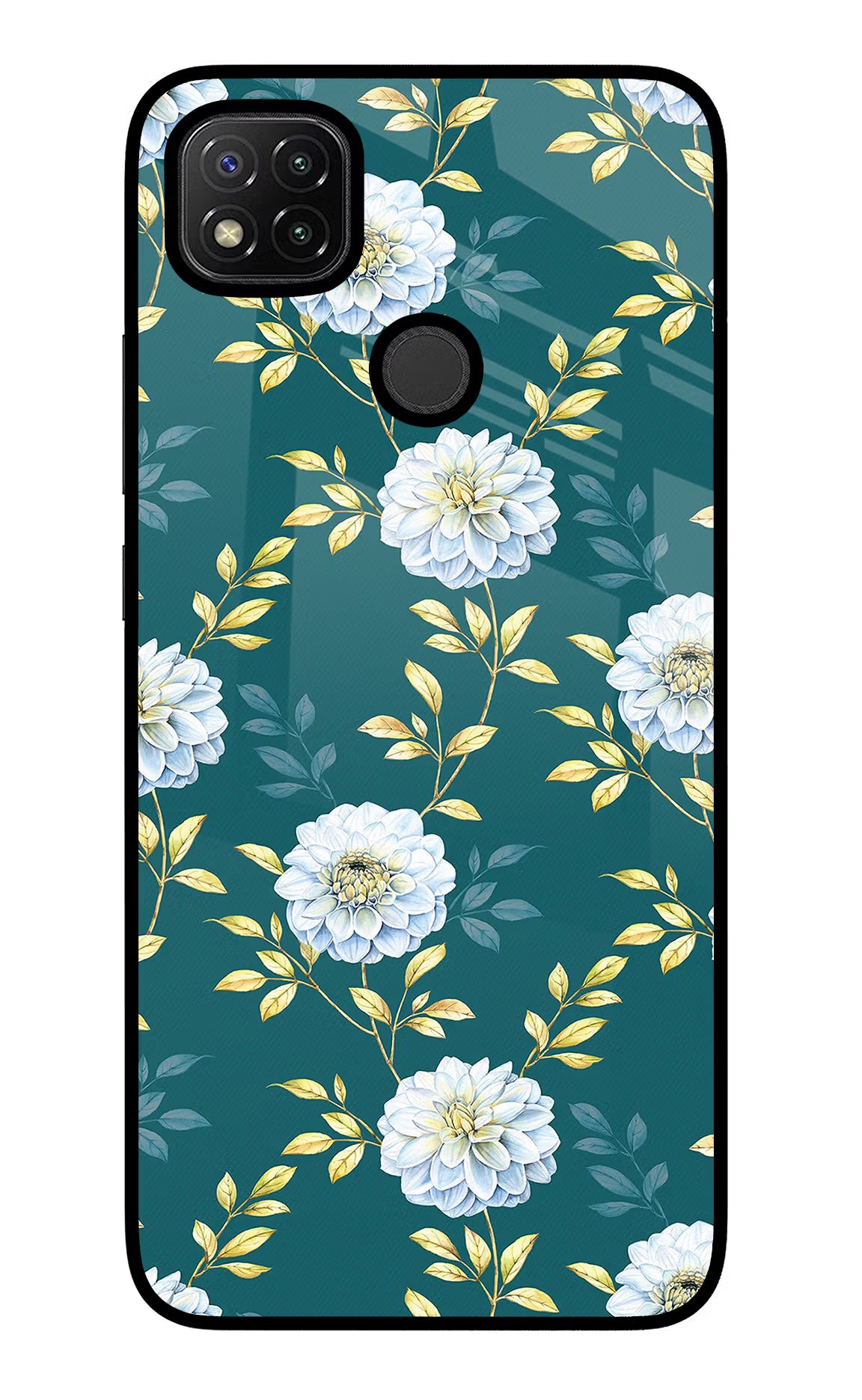Flowers Redmi 9 Glass Case Back Cover by Casekaro