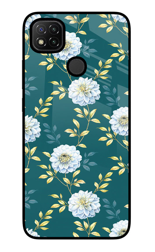 Flowers Redmi 9 Glass Case