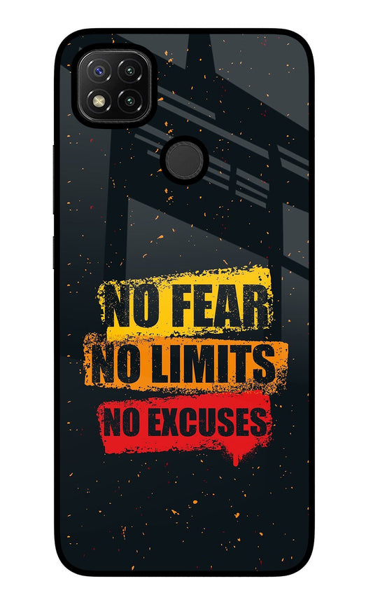 No Fear No Limits No Excuse Redmi 9 Glass Case