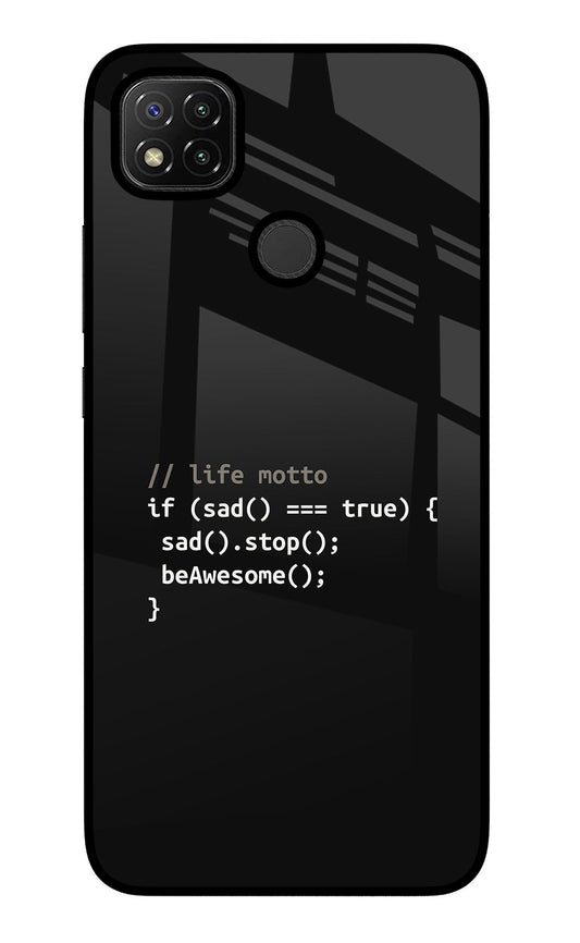 Life Motto Code Redmi 9 Glass Case