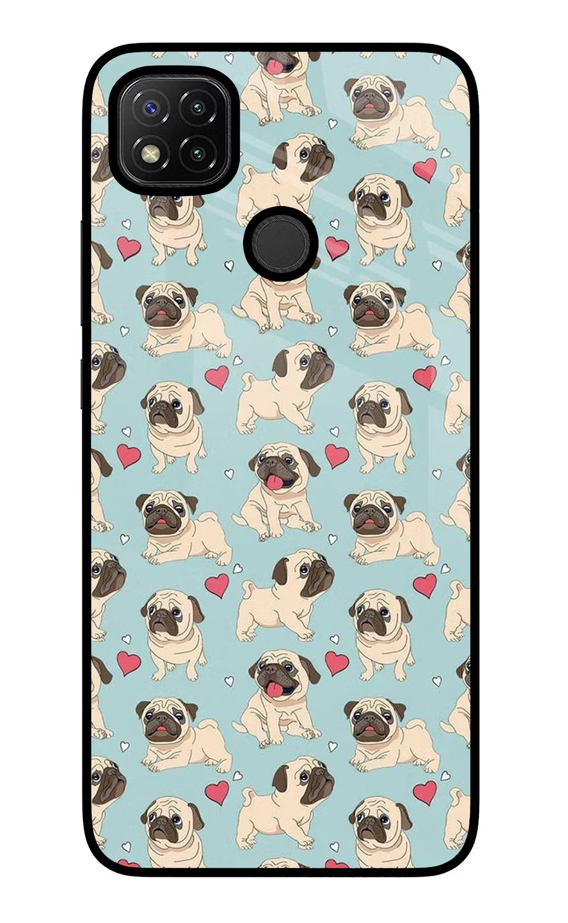 Pug Dog Redmi 9 Glass Case Back Cover by Casekaro