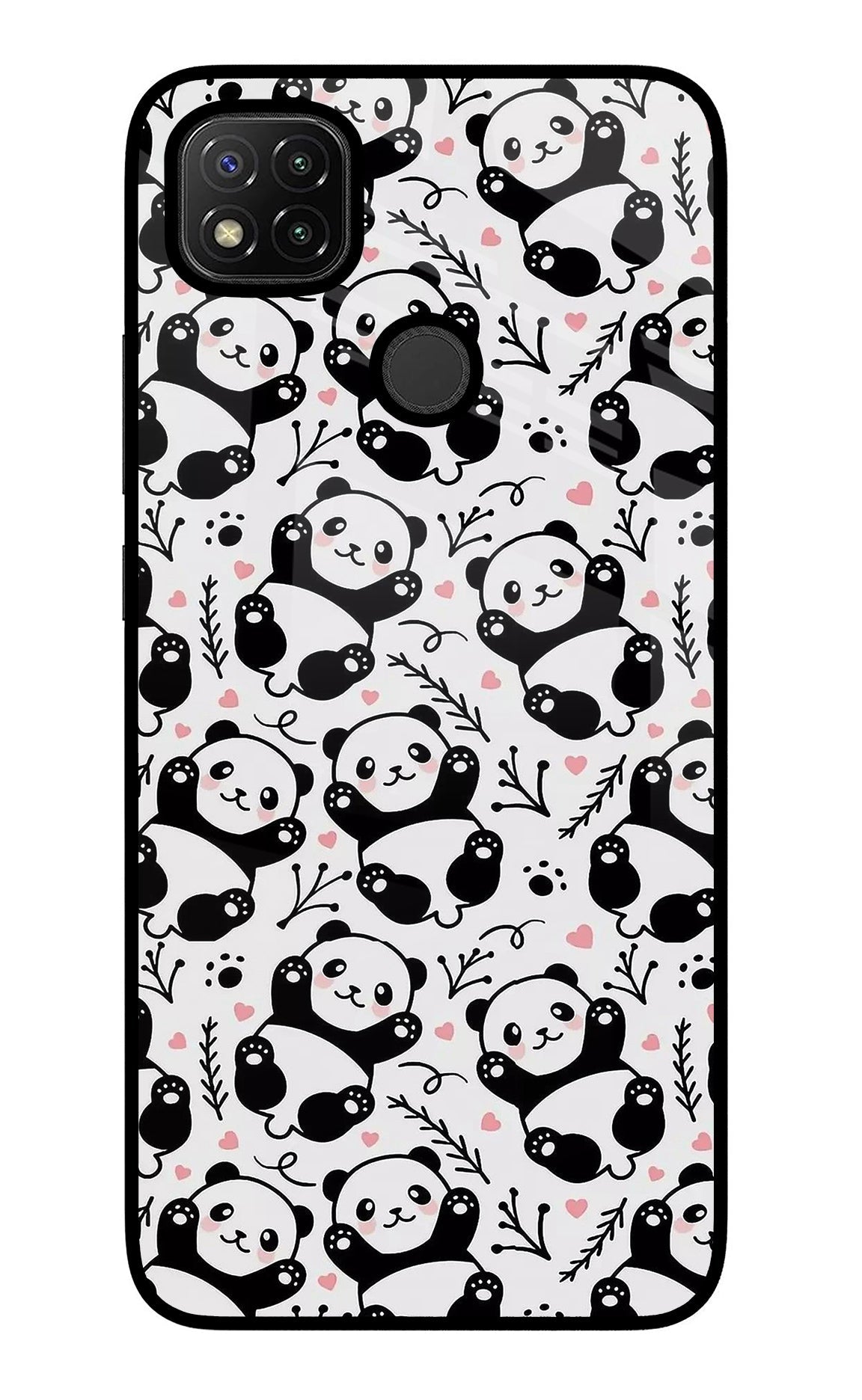 Cute Panda Redmi 9 Glass Case