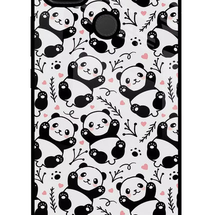 Cute Panda Redmi 9 Glass Case
