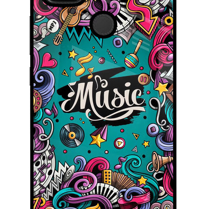 Music Graffiti Redmi 9 Glass Case